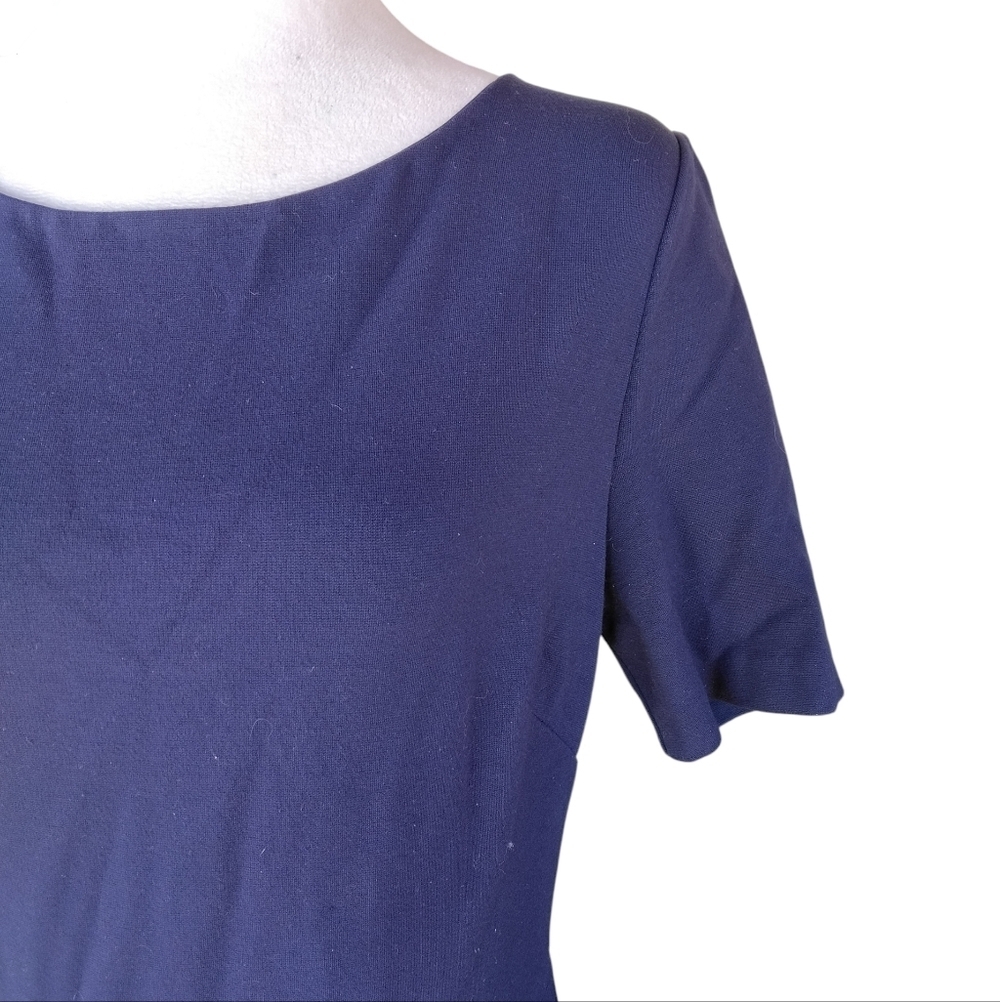 Diane Von Furstenberg Serafina Navy Blue Ruffle Hem A Line Dress Size 4 - Picture 4 of 11